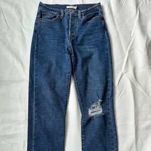 Levi's Jeans - Wedgie Straight Distressed Dark Wash - 27